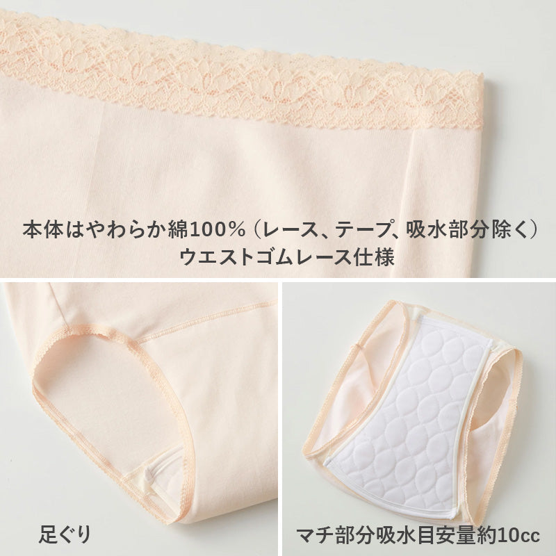 グンゼ 快適工房 吸水ショーツ 綿100％ 尿漏れ 失禁 パッド付 ゆったり レディース M L LL 婦人 下着 パンツ シンプル 無地 コットン GUNZE 女性 肌着 インナー やわらか