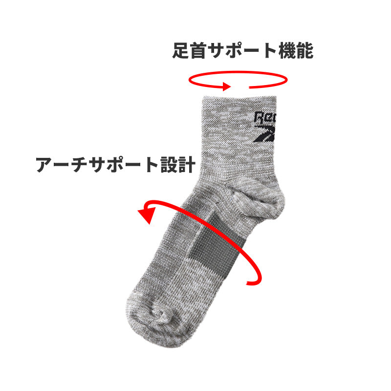 リーボック 靴下 ソックス メンズ 3足 セット ショート 丈 厚手 グンゼ 25 26 27 cm gunze reebok ホワイト 白 ブラック 黒 グレー 灰 ネイビー 紺 スポーツ ウォーキング ジョギング ランニング 運動