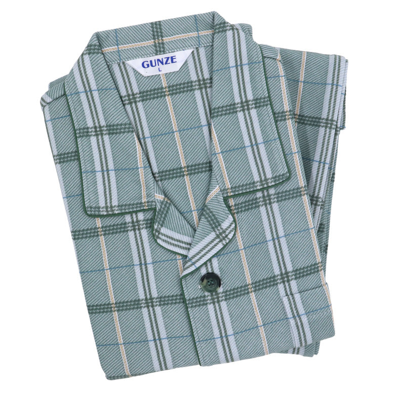 グンゼ パジャマ メンズ 大きいサイズ 上下セット S M L LL 3L 前あき 長袖 長パンツ ルームウェア 綿混 快適 寝巻 寝間着 部屋着 ホームウェア ルームウェア チェック ストライプ 敬老の日 ギフト プレゼント 父の日 (送料無料)