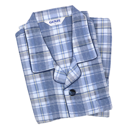 グンゼ パジャマ メンズ 大きいサイズ 上下セット S M L LL 3L 前あき 長袖 長パンツ ルームウェア 綿混 快適 暖かい 保温 防寒 寝巻 寝間着 部屋着 ホームウェア ルームウェア チェック ストライプ 敬老の日 ギフト プレゼント 父の日 (送料無料)