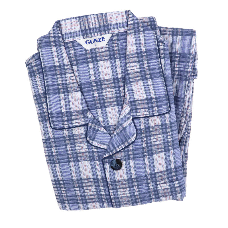 グンゼ パジャマ メンズ 大きいサイズ 上下セット S M L LL 3L 前あき 長袖 長パンツ ルームウェア 綿混 快適 暖かい 保温 防寒 寝巻 寝間着 部屋着 ホームウェア ルームウェア チェック ストライプ 敬老の日 ギフト プレゼント 父の日 (送料無料)