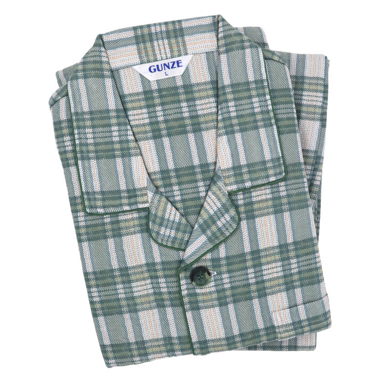 グンゼ パジャマ メンズ 大きいサイズ 上下セット S M L LL 3L 前あき 長袖 長パンツ ルームウェア 綿混 快適 暖かい 保温 防寒 寝巻 寝間着 部屋着 ホームウェア ルームウェア チェック ストライプ 敬老の日 ギフト プレゼント 父の日 (送料無料)