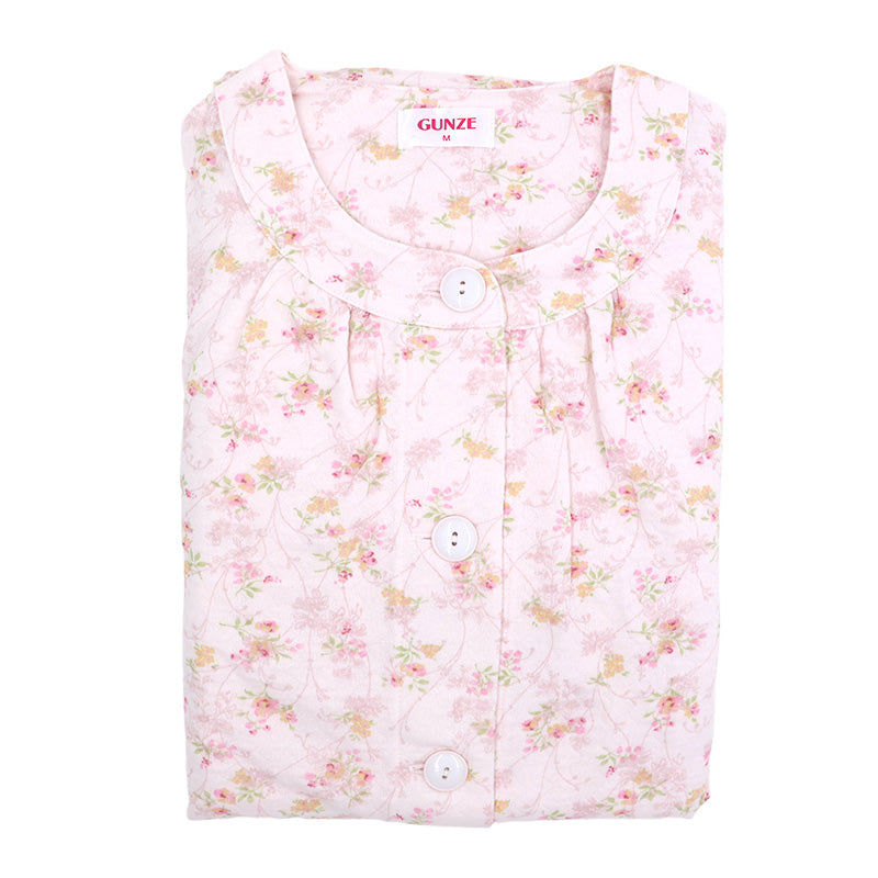 グンゼ パジャマ レディース 冬用 長袖 大きいサイズ 上下セット S M L LL 綿混 暖かい 保温 防寒 長パンツ ルームウェア 中わた ソフトキルト 快適 女性 寝巻 寝間着 部屋着 ホームウェア ルームウェア 花柄 敬老の日 ギフト プレゼント 母の日 (送料無料)