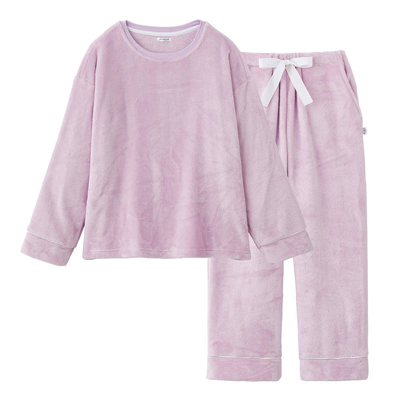 ウチコレ レディース ルームウェア フリース 上下セット 冬 部屋着 パジャマ 長袖 グンゼ M L あったか 暖かい もこもこ かわいい 可愛い 大人 おしゃれ 丸首 長ズボン ロングパンツ ポケット付き 防寒 秋冬 ふんわり 軽い 柔らか (送料無料)