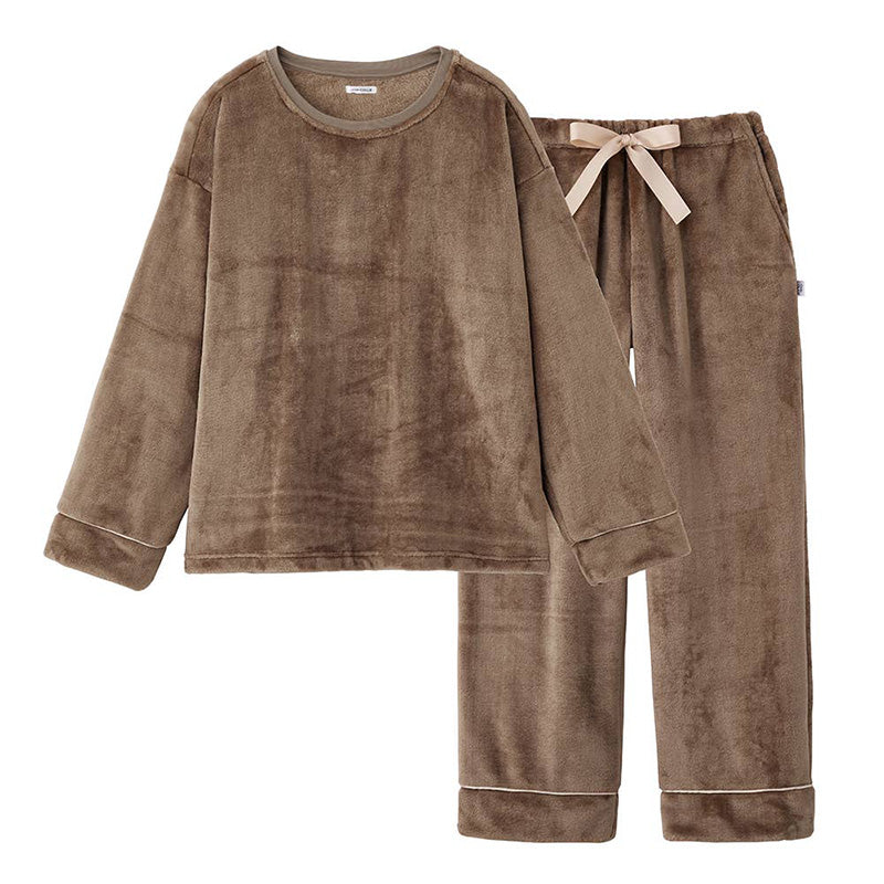 ウチコレ レディース ルームウェア フリース 上下セット 冬 部屋着 パジャマ 長袖 グンゼ M L あったか 暖かい もこもこ かわいい 可愛い 大人 おしゃれ 丸首 長ズボン ロングパンツ ポケット付き 防寒 秋冬 ふんわり 軽い 柔らか (送料無料)