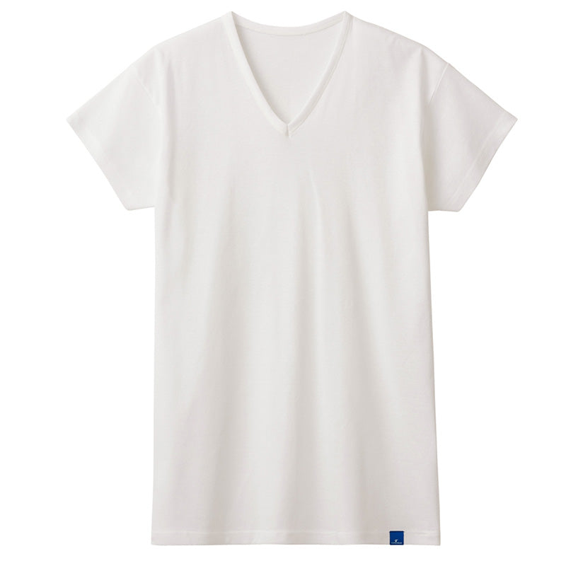 冷感 インナー メンズ Vネック Tシャツ 汗取り付き 綿100% グンゼ M L LL 天然冷感 接触冷感 消臭 汗対策 脇汗対策 汗ジミ対策 夏用 涼しい 吸汗 ムレ軽減 半袖 アンダーシャツ 下着 紳士 肌着 ビジネスインナー スーツインナー 薄手 ブラック ホワイト COOLMAGIC