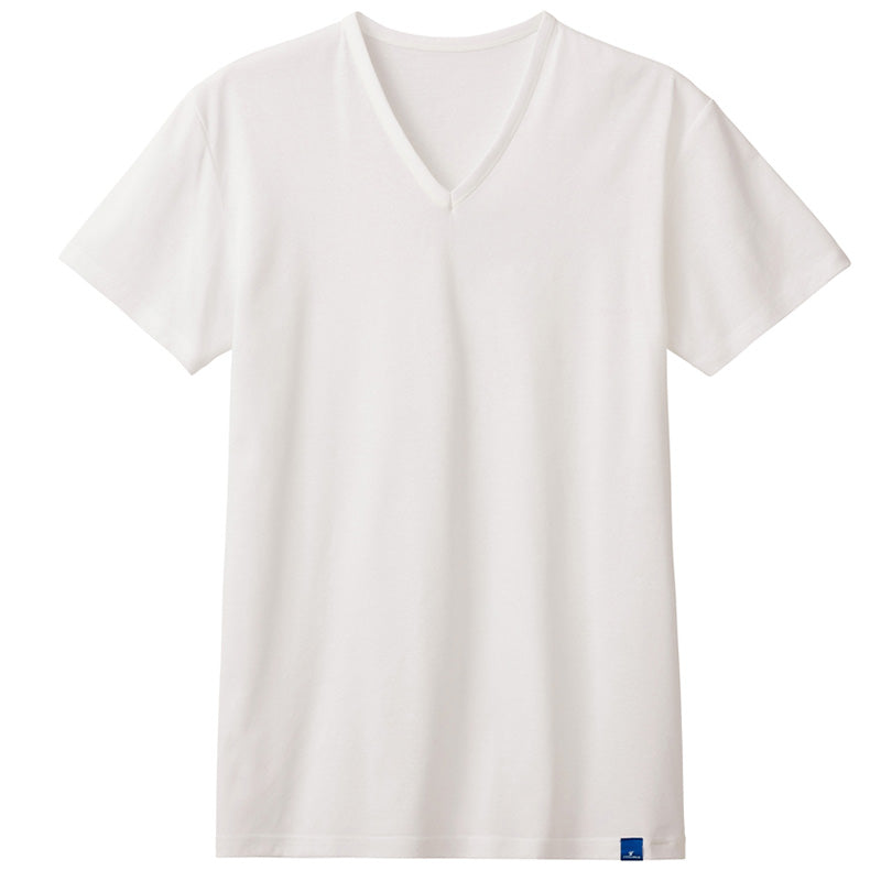 冷感 インナー メンズ Vネック Tシャツ 綿100% グンゼ M L LL 天然冷感 接触冷感 消臭 汗対策 夏用 涼しい 吸汗 ムレ軽減 半袖 アンダーシャツ 下着 紳士 肌着 ビジネスインナー スーツインナー 薄手 ブラック ホワイト COOLMAGIC 持続消臭 汗消臭 汗臭対策
