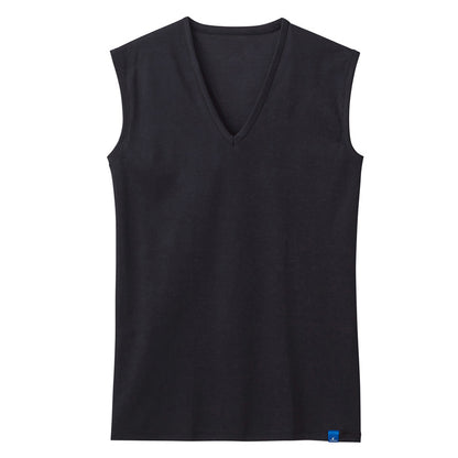 冷感 インナー メンズ Vネック スリーブレス ノースリーブ シャツ 綿100% グンゼ M L LL 天然冷感 接触冷感 消臭 汗対策 夏用 涼しい 吸汗 ムレ軽減 タンクトップ アンダーシャツ 下着 紳士 肌着 ビジネスインナー 薄手 ブラック ホワイト COOLMAGIC 持続消臭 汗消臭