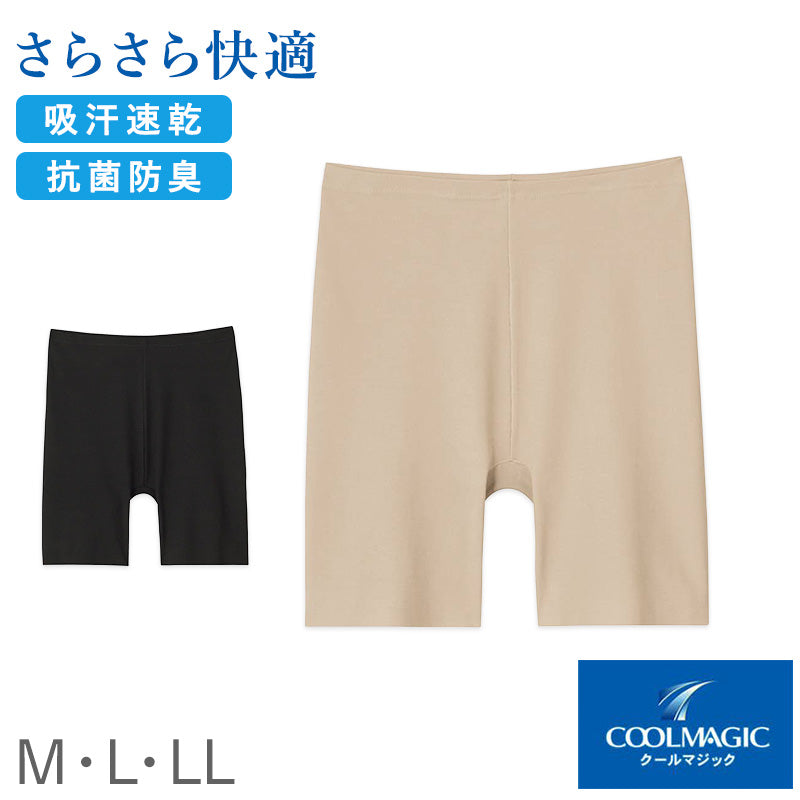 レディース ショーツ 2分丈 レギュラーショーツ M L LL カットオフ 響きにくい 吸汗速乾 抗菌防臭 夏用ショーツ 透けにくい 下着 女性用 インナー ひびかない ゴムなし 締め付けない さらさら パンツ 涼しい 一枚ばき グンゼ COOLMAGIC