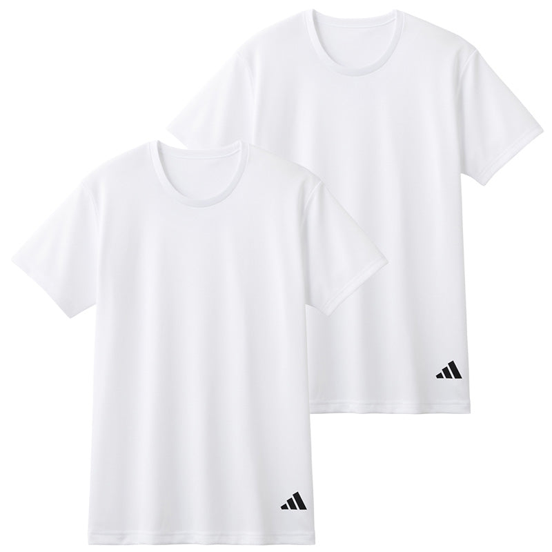 アディダス Tシャツ メンズ 半袖 インナー 吸汗速乾 メッシュ クルーネック 2枚組 adidas M L LL スポーツインナー ドライTシャツ メンズインナー 半袖シャツ 下着 男性用 スポーツ トレーニング ランニング ジム 通気性 快適 インナーシャツ 部屋