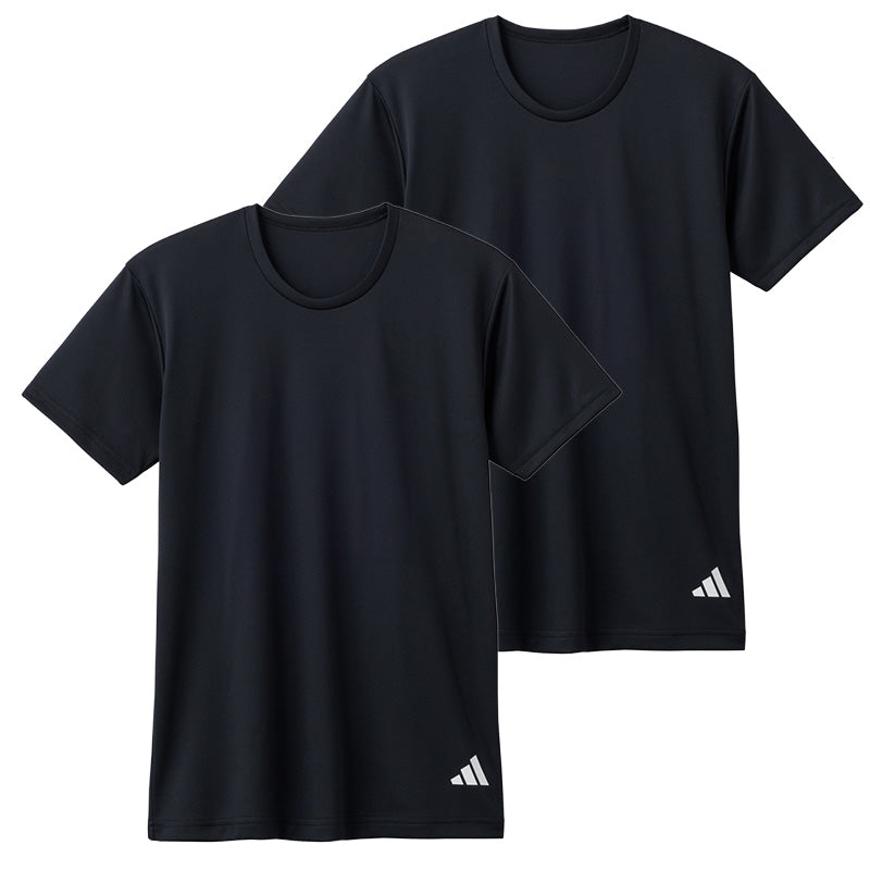 アディダス Tシャツ メンズ 半袖 インナー 吸汗速乾 メッシュ クルーネック 2枚組 adidas M L LL スポーツインナー ドライTシャツ メンズインナー 半袖シャツ 下着 男性用 スポーツ トレーニング ランニング ジム 通気性 快適 インナーシャツ 部屋