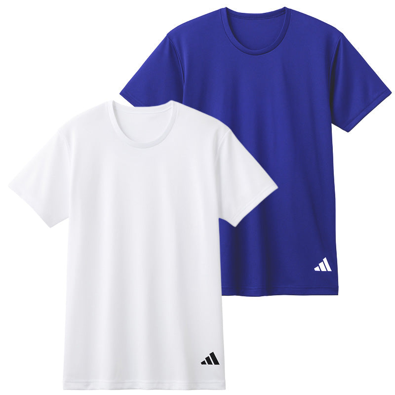 アディダス Tシャツ メンズ 半袖 インナー 吸汗速乾 メッシュ クルーネック 2枚組 adidas M L LL スポーツインナー ドライTシャツ メンズインナー 半袖シャツ 下着 男性用 スポーツ トレーニング ランニング ジム 通気性 快適 インナーシャツ 部屋