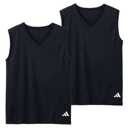 アディダス ノースリーブ インナー メンズ Vネック タンクトップ 吸汗速乾 メッシュ 2枚組 adidas M L LL スポーツインナー ドライインナー メンズインナー 袖なしシャツ 男性用 下着 スポーツ トレーニング ランニング ジム 通気性 快適 インナー
