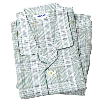 パジャマ メンズ 長袖 長パンツ 綿100 グンゼ S M L LL ソフトクレープ 涼しい 夏用 前開き 入院 介護 大きめボタン 前あき 紳士 寝巻き 上下セット テーラー襟 柔らかい 通気性 涼感素材 快適 ルームウェア 男性用 ギフト プレゼント (送料無料)