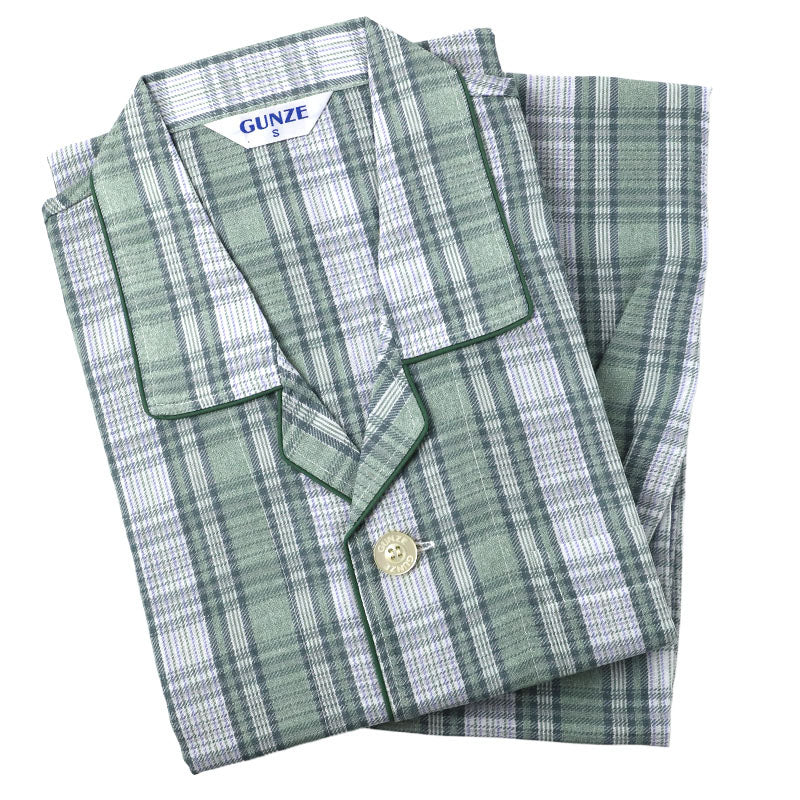 パジャマ メンズ 長袖 長パンツ 綿100 グンゼ S M L LL ソフトクレープ 涼しい 夏用 前開き 入院 介護 大きめボタン 前あき 紳士 寝巻き 上下セット テーラー襟 柔らかい 通気性 涼感素材 快適 ルームウェア 男性用 ギフト プレゼント (送料無料)