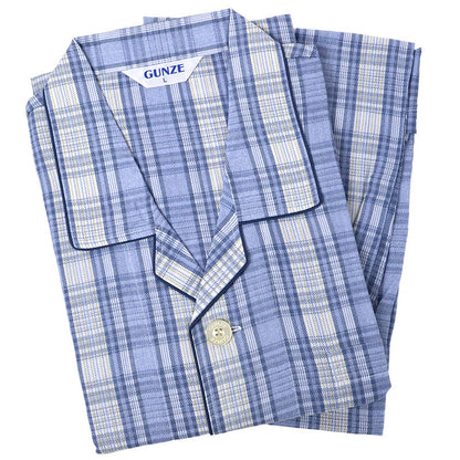 パジャマ メンズ 長袖 長パンツ 綿100 グンゼ S M L LL ソフトクレープ 涼しい 夏用 前開き 入院 介護 大きめボタン 前あき 紳士 寝巻き 上下セット テーラー襟 柔らかい 通気性 涼感素材 快適 ルームウェア 男性用 ギフト プレゼント (送料無料)