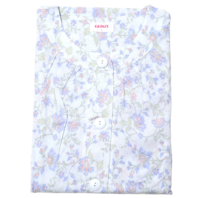 パジャマ レディース 長袖 長パンツ 綿100 楊柳 グンゼ S M L 涼しい 夏用 前開き 入院 介護 大きめボタン 前あき 婦人 寝巻き 上下セット 柔らかい 通気性 涼感素材 快適 ルームウェア 女性用 ギフト プレゼント 楊柳生地 夏パジャマ (送料無料)