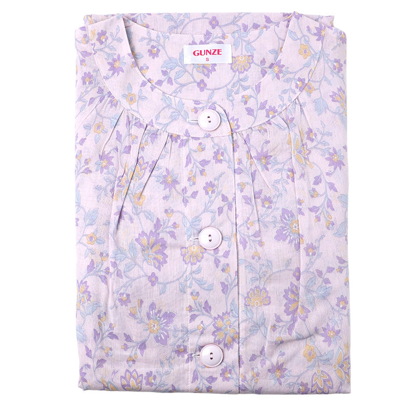 パジャマ レディース 長袖 長パンツ 綿100 楊柳 グンゼ S M L 涼しい 夏用 前開き 入院 介護 大きめボタン 前あき 婦人 寝巻き 上下セット 柔らかい 通気性 涼感素材 快適 ルームウェア 女性用 ギフト プレゼント 楊柳生地 夏パジャマ (送料無料)