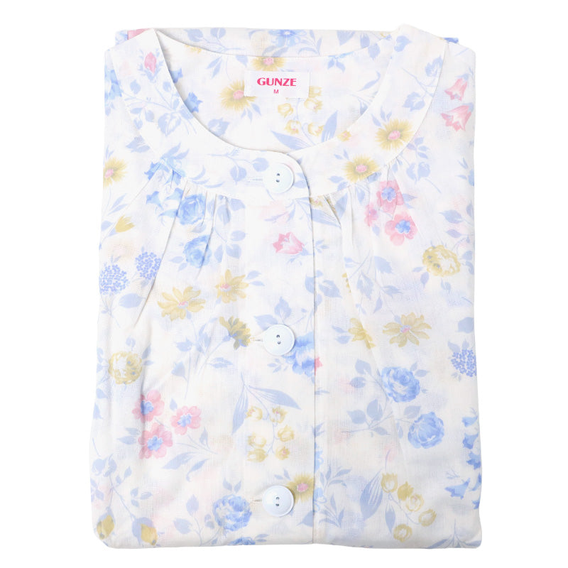 パジャマ レディース 長袖 長パンツ 綿100 楊柳 グンゼ S M L 涼しい 夏用 前開き 入院 介護 大きめボタン 前あき 婦人 寝巻き 上下セット 柔らかい 通気性 涼感素材 快適 ルームウェア 女性用 ギフト プレゼント 楊柳生地 夏パジャマ (送料無料)