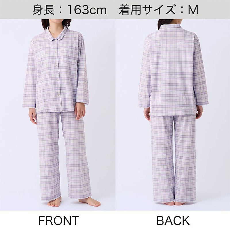 パジャマ レディース 綿100% 長袖 長ズボン 上下セット  M L LL 脇縫い目なし 保湿加工 天竺 ウエストソフトゴム オーガニックコットン コットン 抗菌防臭 ルームウェア 部屋着 寝巻き ナイトウェア 女性 キレイラボ KIREILABO Fitte グンゼ