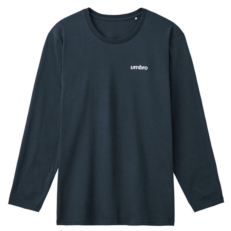 アンブロ UMBRO Tシャツ メンズ 長袖 クルーネック 本体綿100% コットン 天竺編み M L LL ワンポイント ロゴ ロンT ロングTシャツ ロングスリーブシャツ インナー 肌着 丸首 スポーツウェア カジュアル シンプル 普段着 部屋着 重ね着 春秋冬
