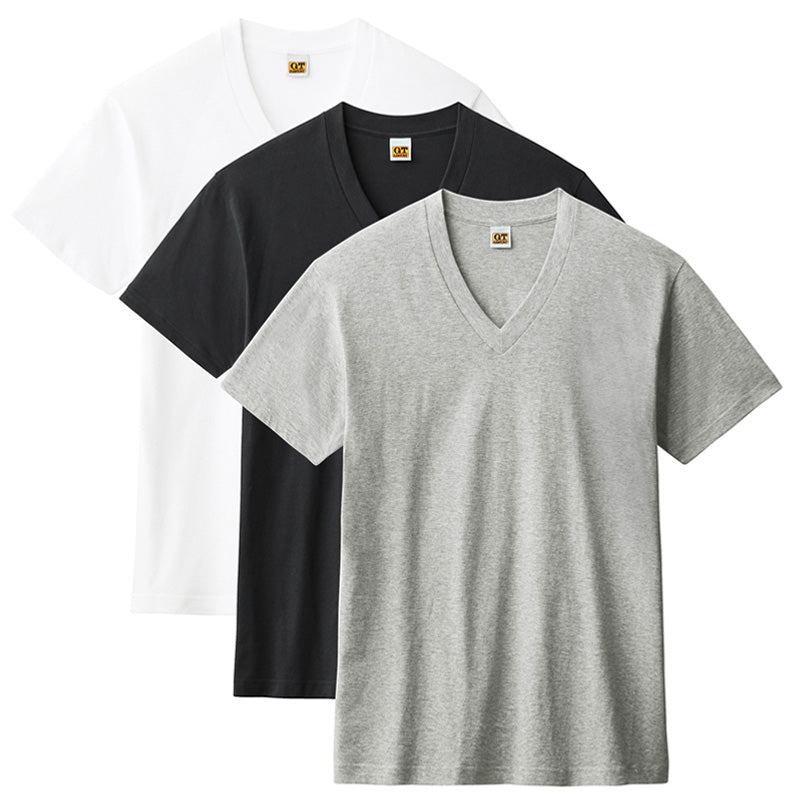 綿100% Vネック Tシャツ 3枚組 メンズ 半袖 インナーシャツ 脇縫いなし M L LL 天竺 肌着 V首 コットン パックT 3P 無地 ベーシック 通年 洗い替え まとめ買い 紳士 ホーキンス G.T.HAWKINS GTホーキンス グンゼ メンズインナー 半袖肌着