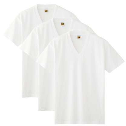 綿100% Vネック Tシャツ 3枚組 メンズ 半袖 インナーシャツ 脇縫いなし 大きいサイズ 3L 天竺 肌着 V首 コットン パックT 3P 無地 シンプル ベーシック 通年 洗い替え まとめ買い 紳士 下着 男性用インナー G.T.HAWKINS GTホーキンス ホーキンス