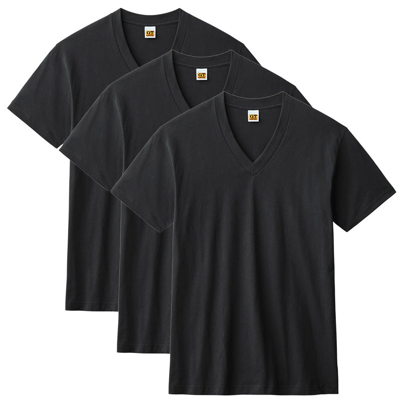 綿100% Vネック Tシャツ 3枚組 メンズ 半袖 インナーシャツ 脇縫いなし 大きいサイズ 3L 天竺 肌着 V首 コットン パックT 3P 無地 シンプル ベーシック 通年 洗い替え まとめ買い 紳士 下着 男性用インナー G.T.HAWKINS GTホーキンス ホーキンス