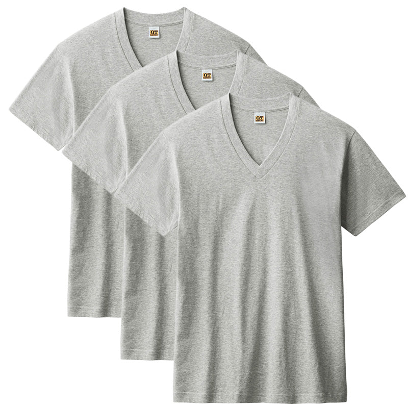 綿100% Vネック Tシャツ 3枚組 メンズ 半袖 インナーシャツ 脇縫いなし 大きいサイズ 3L 天竺 肌着 V首 コットン パックT 3P 無地 シンプル ベーシック 通年 洗い替え まとめ買い 紳士 下着 男性用インナー G.T.HAWKINS GTホーキンス ホーキンス