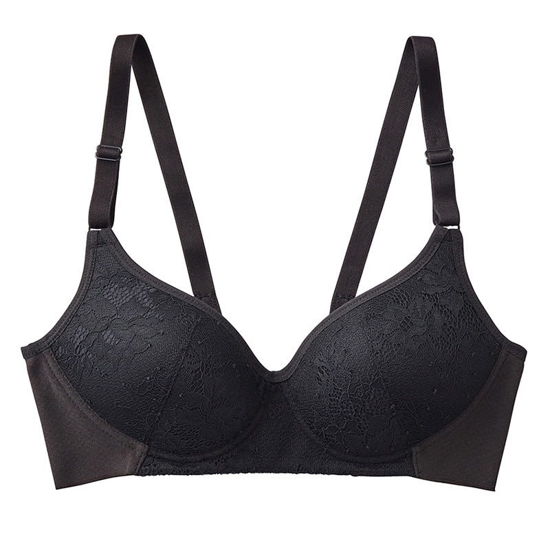 ノンワイヤーブラジャー レディース 肌側綿100％ KIREILABO Fitte M L LL 綿混 オーガニックコットン レース 3/4カップ ストラップ調節可能 背中すっきり アンダーゴムなし 洗濯タグなし 締め付けにくい ブラ 下着 グンゼ キレイラボ ワイヤレス