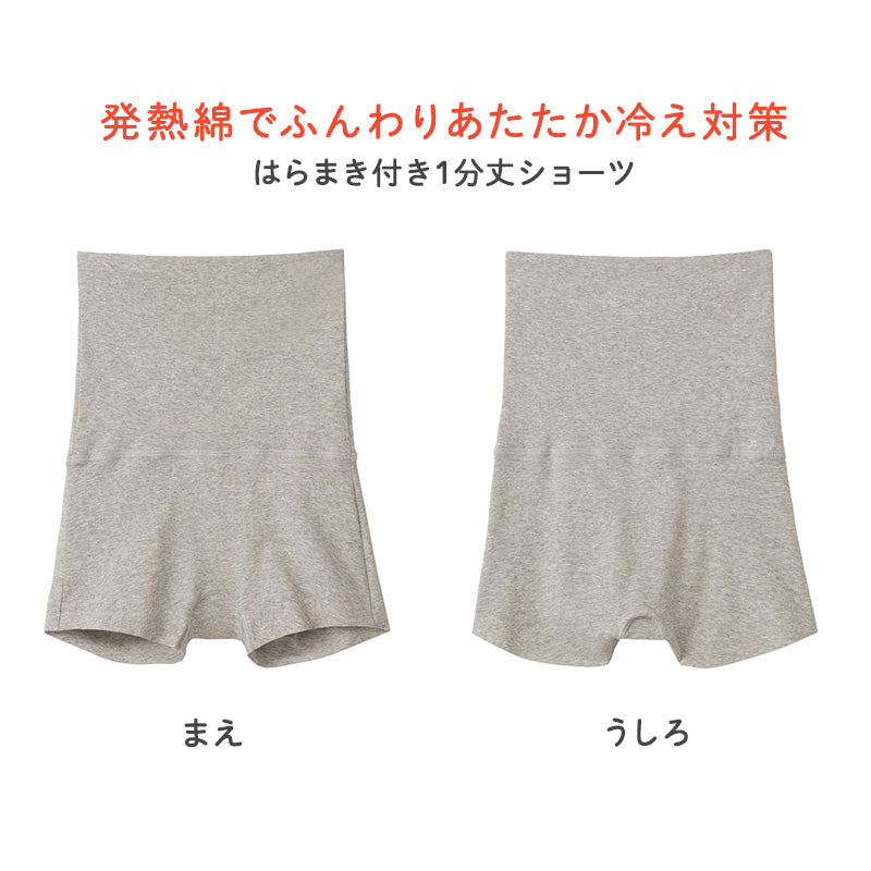 レディース 腹巻き付き 1分丈ショーツ 綿85％ グンゼ ホットマジック M L LL コットンリッチ 吸湿発熱 裏起毛 お腹冷え対策 腹巻一体型 二重生地 一枚ばき カットオフ ひびきにくい ストレッチ 保湿 洗濯タグなし 冬用 あったかインナー 肌着 下着