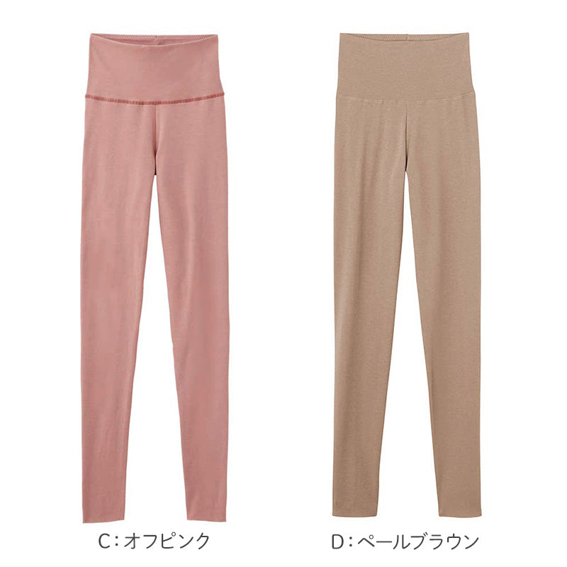 レディース 腹巻き付き レギンス フルレングス 綿85％ グンゼ ホットマジック M L LL コットンリッチ 吸湿発熱 裏起毛 お腹冷え対策 腹巻一体型 二重生地 カットオフ 保湿 洗濯タグなし 冬用 あったかインナー 重ねばき ズボン下 スパッツ 防寒