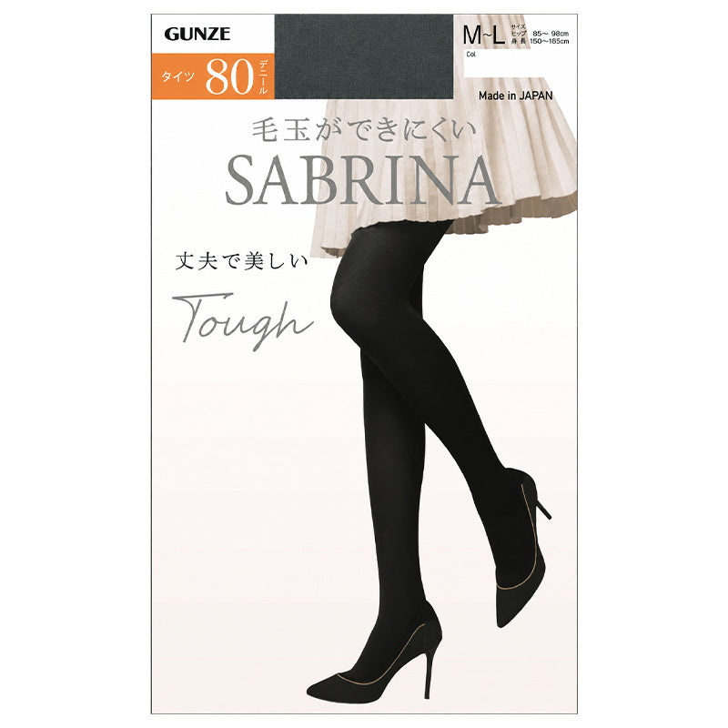 グンゼ サブリナ タイツ 80デニール レディース M-L・L-LL 丈夫 破れにくい 毛玉ができにくい なめらか 抗菌防臭 デオドラント 保湿 毛玉防止 婦人 女性 パンティ部立体設計 ソフトウエスト 足型セット 秋冬 ホホバオイル アロエベラ 透けにくい