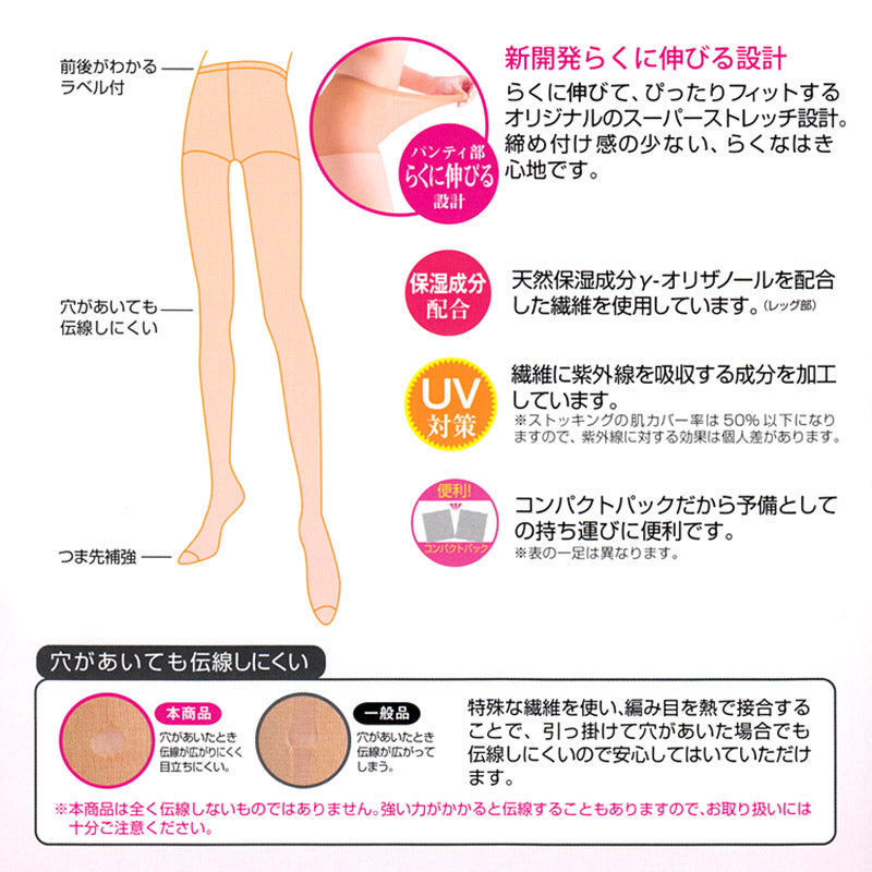 グンゼ 【3足組×2セット】Leg Beauty らくしてキレイ ストッキング S-M・L-LL (GUNZE Leg Beauty)