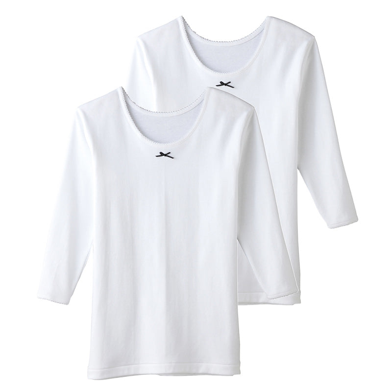 子供肌着 厚地9分袖シャツ 2枚組 110 120 150 160 cm 子供 肌着 子供肌着 あったか厚地 女児 女子 長袖下着 9分袖 あったか あたたかい シャツ 下着 コットン こども キッズ (在庫限り)