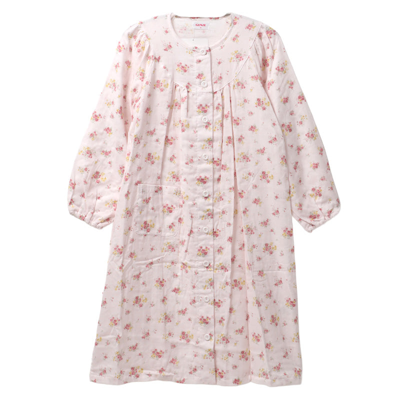 ネグリジェ グンゼ パジャマ レディース 綿100 長袖 M L LL gunze 綿100% ダブルガーゼ 女性 さらさら 薄手 寝巻き 花柄 ナイトウェア ホームウェア ルームウェア 母の日 敬老の日 (送料無料)