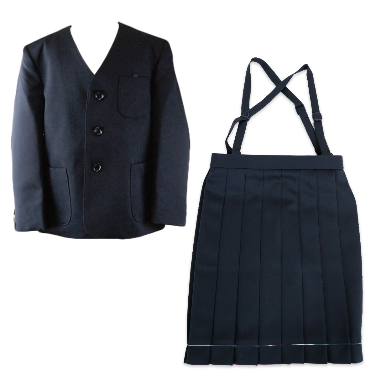 小学生 女子 制服 上下セット スカート 紺 洗える 撥水 形態安定 16本車ヒダ A体 140cmA～160cmA 子供 小学校 女の子 学生服 丈夫 イートン 鳩サクラ (送料無料) (取寄せ)
