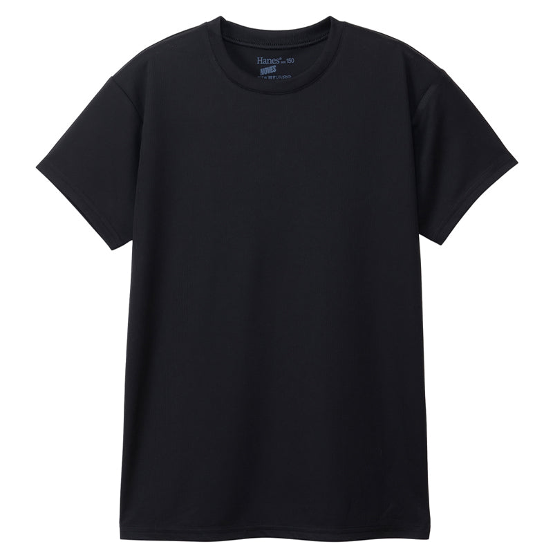 ヘインズ キッズ Tシャツ 2枚組 メッシュ 半袖 吸汗速乾 抗菌防臭 通気性 クルーネック インナー 子供 男の子 女の子 スポーツ 130cm～160cm 通学 体育 ドライTシャツ ジュニア 白 黒 Hanes MOVES タグレス 快適