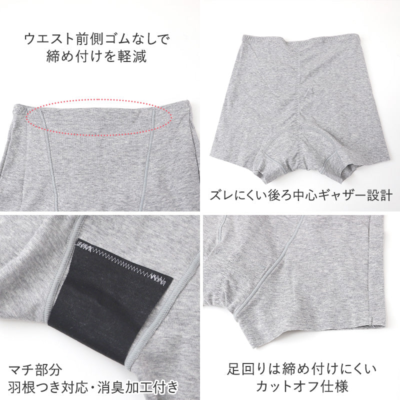 グンゼ サニタリーショーツ 綿 ボクサー 羽根つき 1分丈 ひびきにくい 2枚セット M～LL (生理用ショーツ 羽根付き 生理用パンツ セット 締め付けない 無地 サニタリー 生理 ショーツ 一分丈 レディース インナー 下着) (在庫限り)