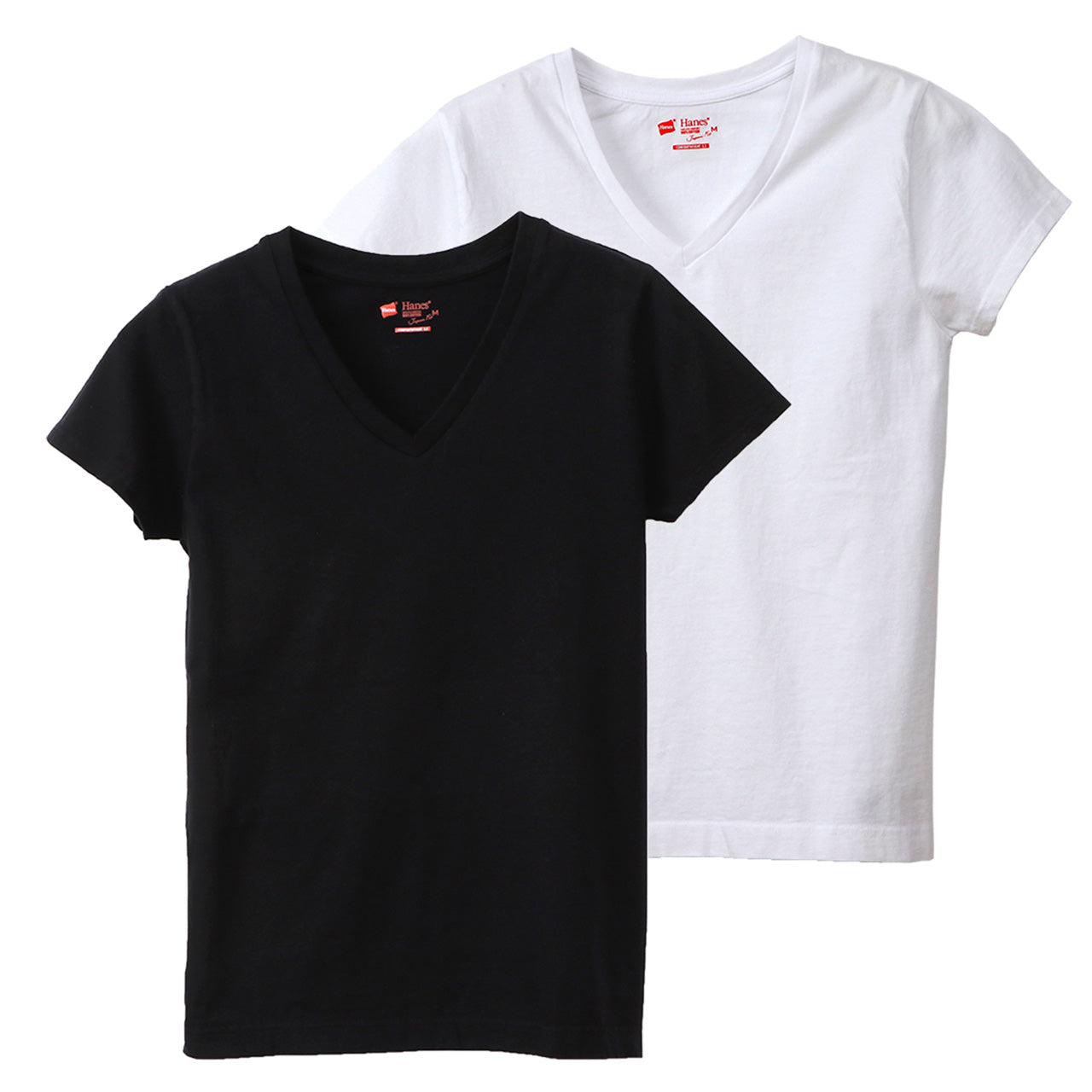 ヘインズ tシャツ レディース vネック 半袖 綿100% ジャパンフィット 2枚組 M・L (Tシャツ 綿 無地 インナー シャツ) (在庫限り)