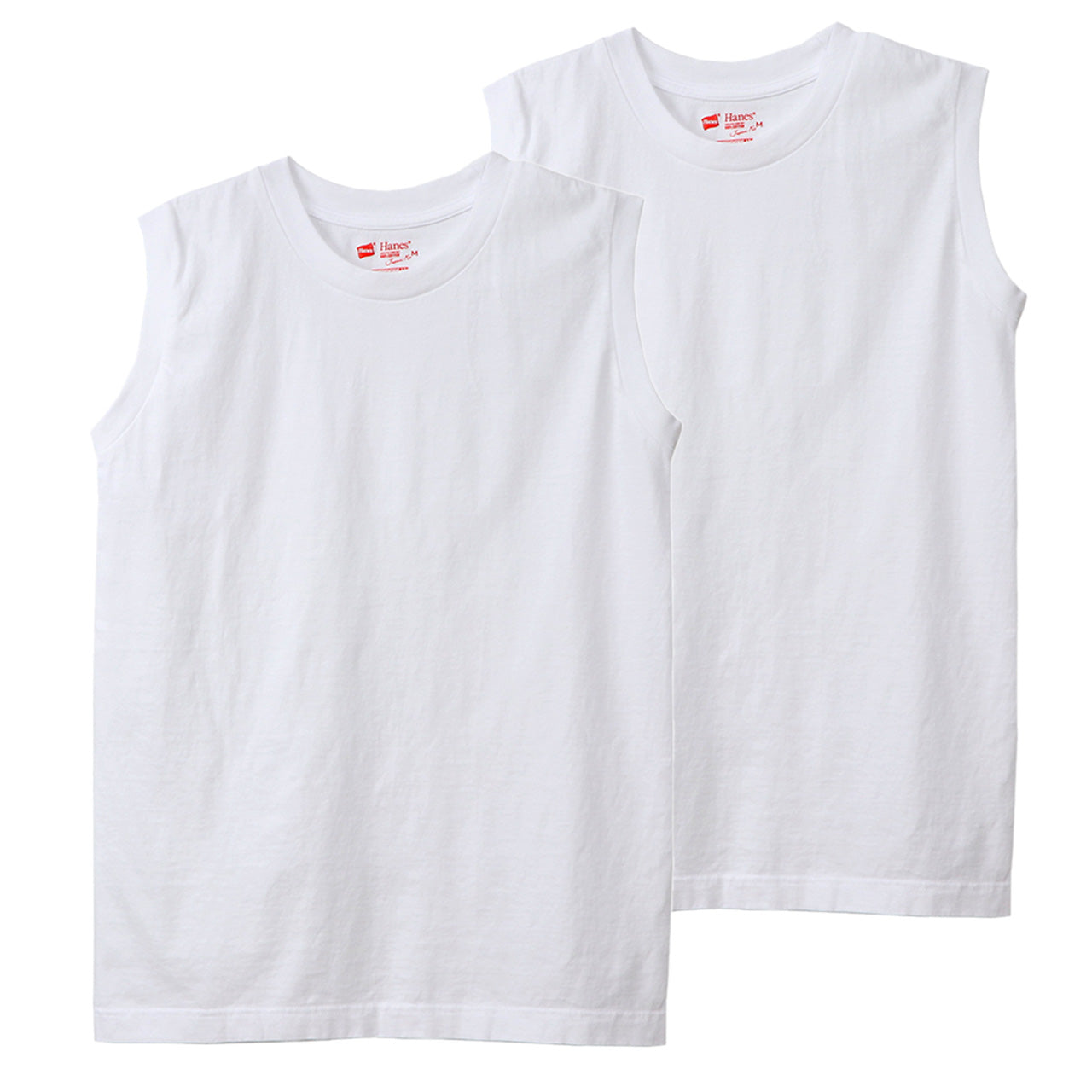 レディース スリーブレス Tシャツ 2枚組 M・L トップス コットン Tシャツ スリーブレス クルーネック 無地 hanes ジャパンフィット (在庫限り)