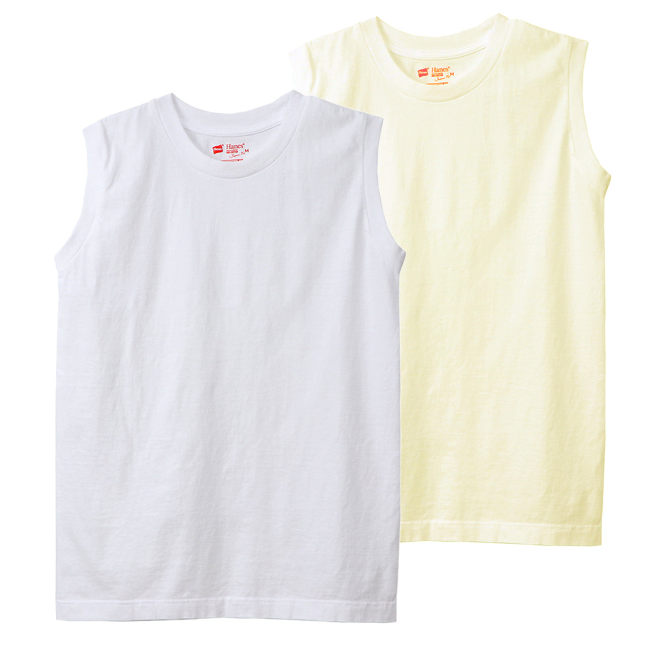 レディース スリーブレス Tシャツ 2枚組 M・L トップス コットン Tシャツ スリーブレス クルーネック 無地 hanes ジャパンフィット (在庫限り)