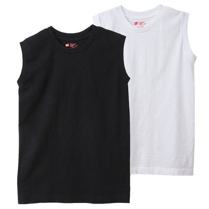 レディース スリーブレス Tシャツ 2枚組 M・L トップス コットン Tシャツ スリーブレス クルーネック 無地 hanes ジャパンフィット