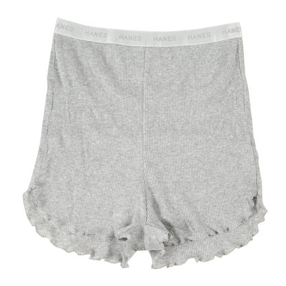 ヘインズ リブ ショートパンツ レディース 黒 グレー ピンク パンツ ルームウェア パジャマ 可愛い おしゃれ フリー hanes リブ生地 短パン ボトムス (在庫限り)
