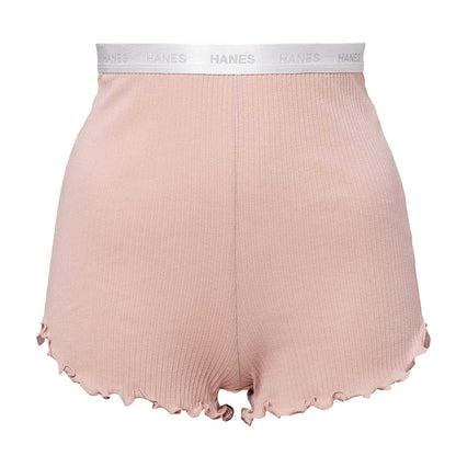 ヘインズ リブ ショートパンツ レディース 黒 グレー ピンク パンツ ルームウェア パジャマ 可愛い おしゃれ フリー hanes リブ生地 短パン ボトムス (在庫限り)