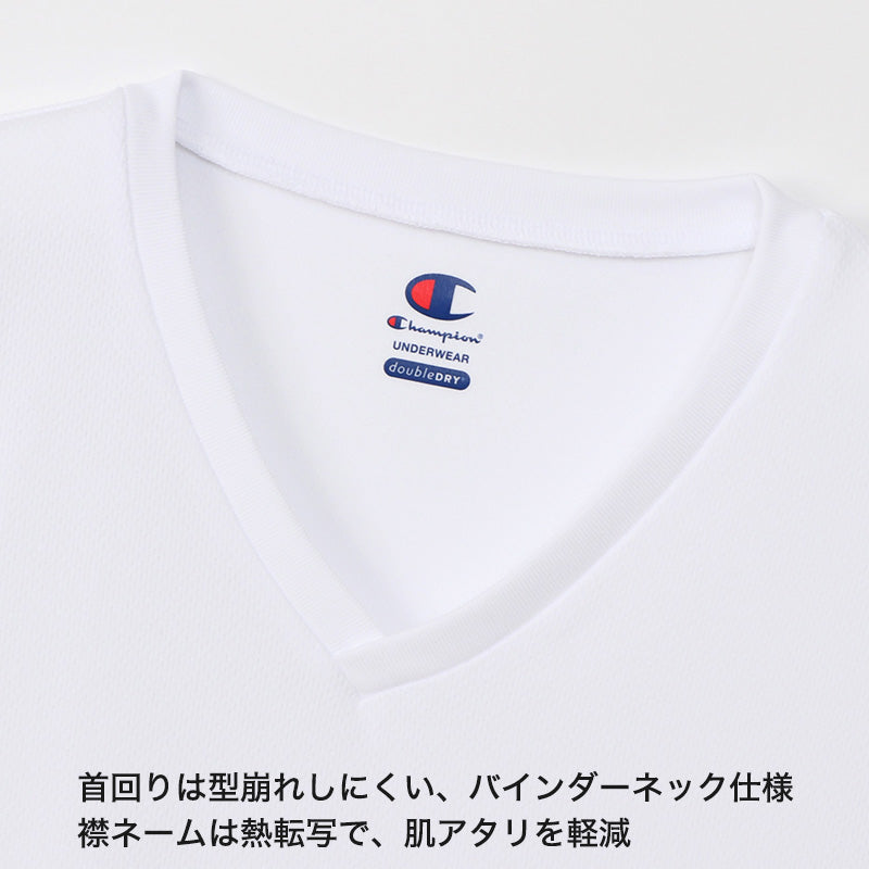 Champion メンズ Tシャツ メッシュ Vネック M～LL チャンピオン インナー シャツ 半袖 下着 男性 紳士 肌着 トップス 吸汗 速乾 V首