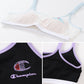Champion ハーフトップ ダンス ジュニアブラ 140cm～160cm キッズ 子供 下着 女の子 女児 ジュニア ノンワイヤー ブラジャー スポーツブラ スポブラ チャンピオン カップ付き (在庫限り)