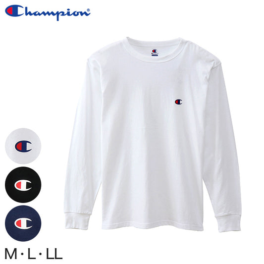 Champion メンズ クルーネック ロングスリーブTシャツ M～LL (チャンピオン 長袖 丸首 綿混) (在庫限り)