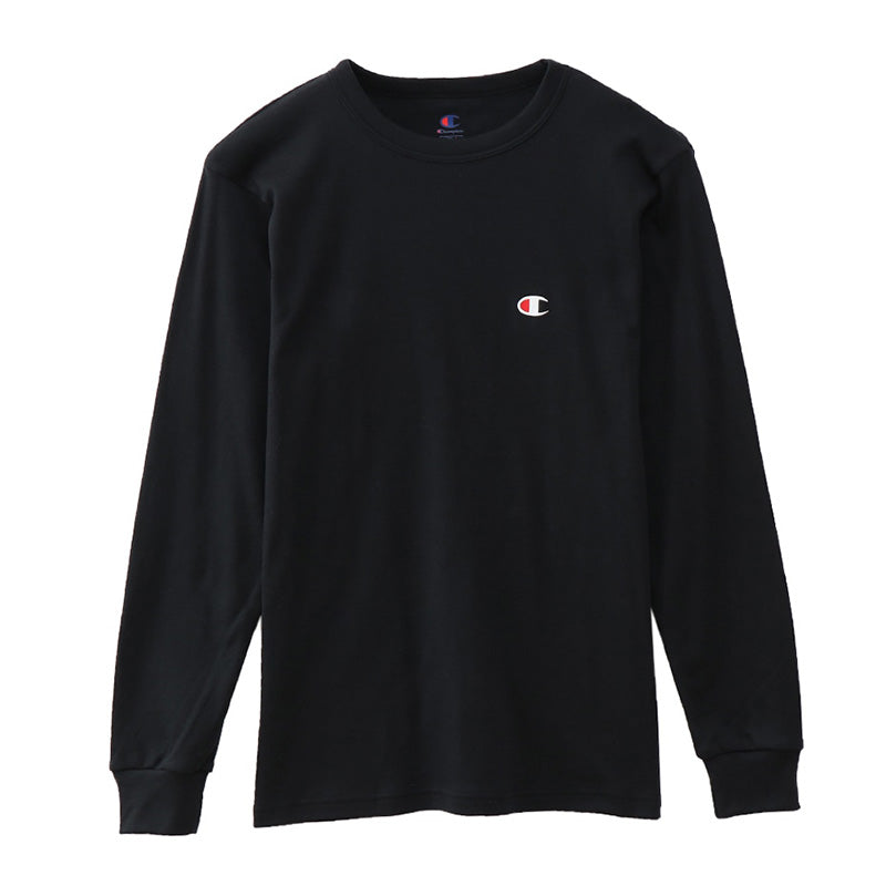 Champion 長袖 メンズ 微起毛 クルーネック ロングスリーブ シャツ ルームウェア 部屋着 M L LL チャンピオン 丸首 秋 冬 トップス 綿混 丈夫 抗菌 防臭 吸汗 速乾