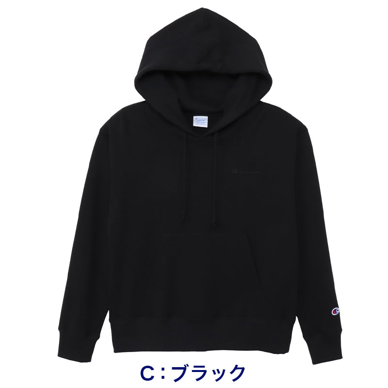 Champion チャンピオン パーカー レディース 裏毛 綿混 ライトウェイト フーデッドスウェット 長袖 ロゴ刺繍 ゆったり スウェット トップス フーディー M・L・XL カジュアル 普段着 春 秋 冬 重ね着 アメリカ綿 リサイクルポリエステル シンプル ス